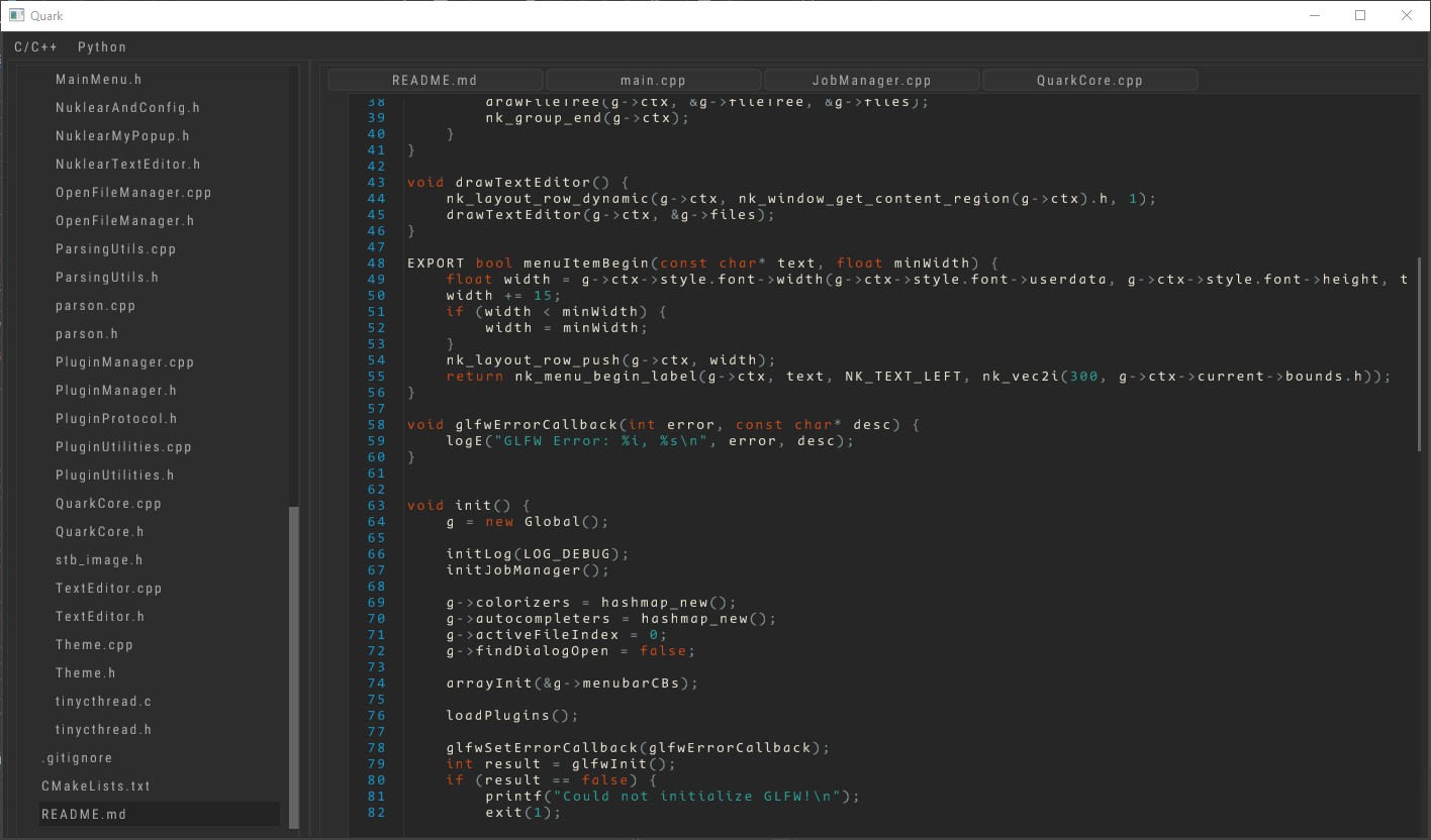 Screenshot of the Quark text editor